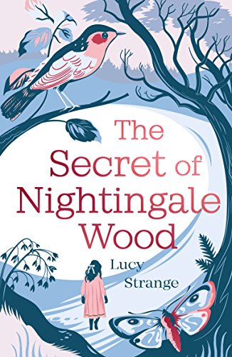 Book cover with a girl in a pink dress, a bird, and trees.