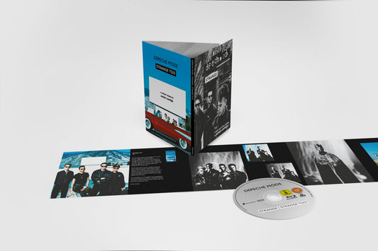 Depeche Mode Strange/Strange Too Blu-ray disc and open gatefold cover featuring band photography.