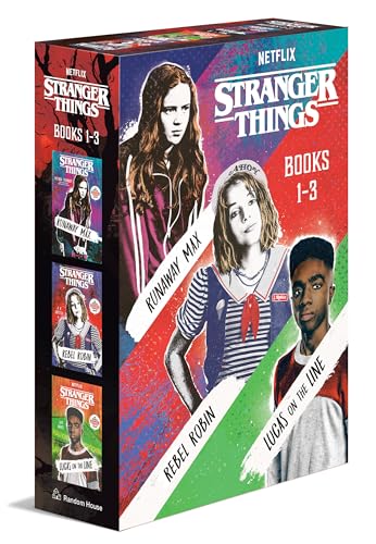 Stranger Things boxed set featuring illustrations of Max, Robin, and Lucas on the cover.