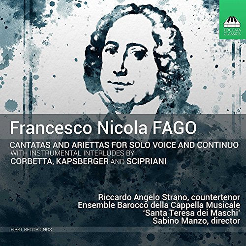 CD cover with portrait of Francesco Nicola Fago and white text on dark background.