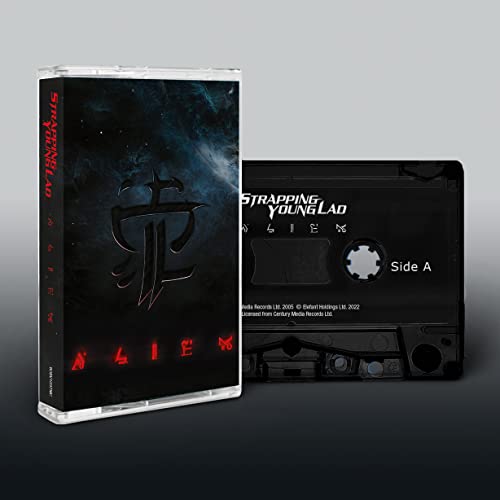 Strapping Young Lad "Alien" cassette tape, black case with silver lettering.