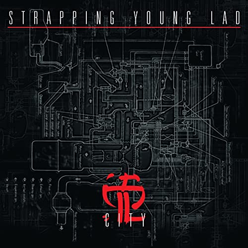 Strapping Young Lad “City” vinyl album cover, blueprint-style design.