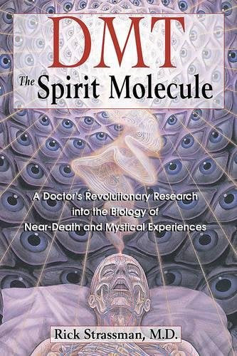 Book cover for “DMT: The Spirit Molecule” with eyes and brain imagery.