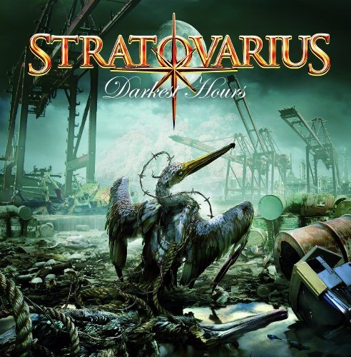 Stratovarius album cover: a pelican amidst industrial ruins, dark and stormy.