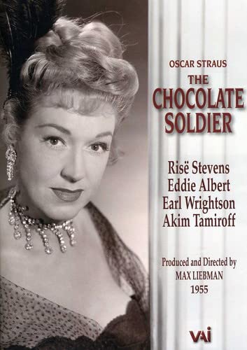DVD cover for "The Chocolate Soldier" featuring Risë Stevens in costume.