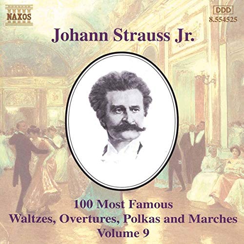 CD cover featuring portrait of Johann Strauss Jr. and ballroom dancers.