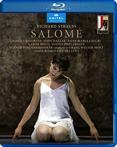Blu-ray cover for Strauss’ *Salome* featuring a dancer in a white dress.