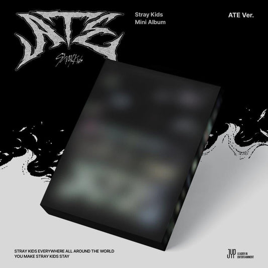 Stray Kids “ATE” album cover with a black box and question mark.