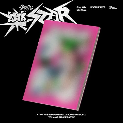 Stray Kids "Rock-Star" Headliner album cover, pink with blurred green.