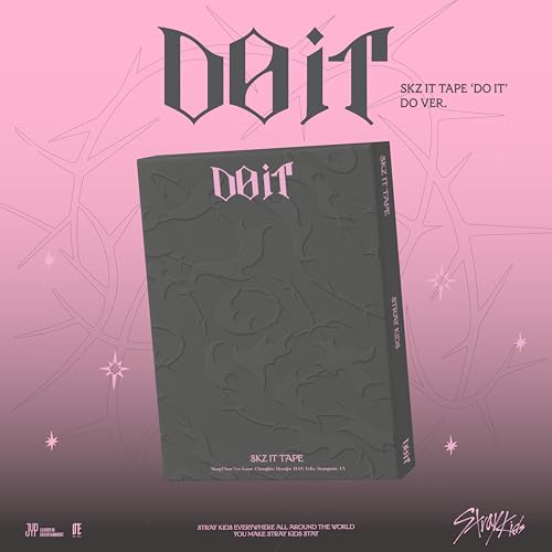 Stray Kids “do it” CD case with textured gray cover and pink background.