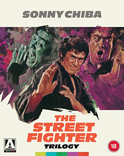 Blu-ray cover art featuring Sonny Chiba in fighting poses with painted, stylized graphics.