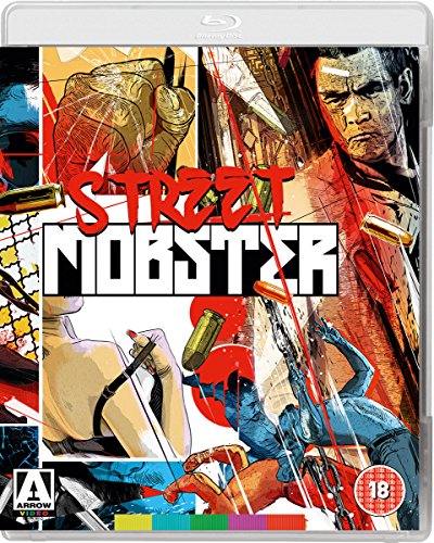 Street Mobster" Blu-ray cover featuring violent imagery of figures and bullets.
