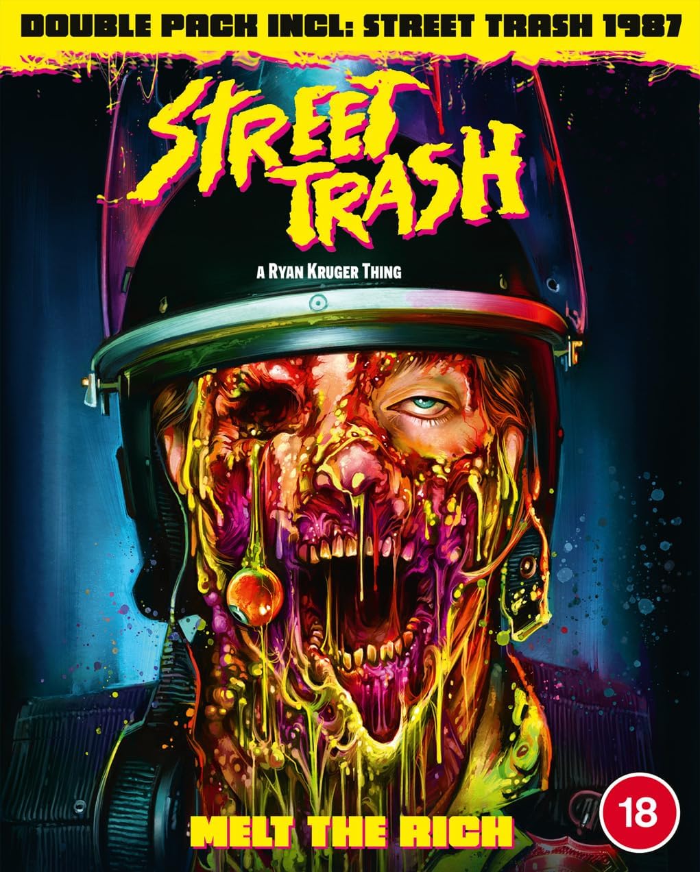 Blu-ray cover art showing a person in a helmet with a melting, grotesque face.