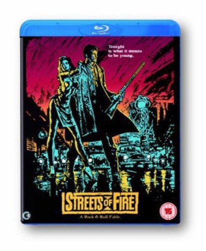 Blu-ray cover art featuring a stylized illustration of a man and woman in neon.