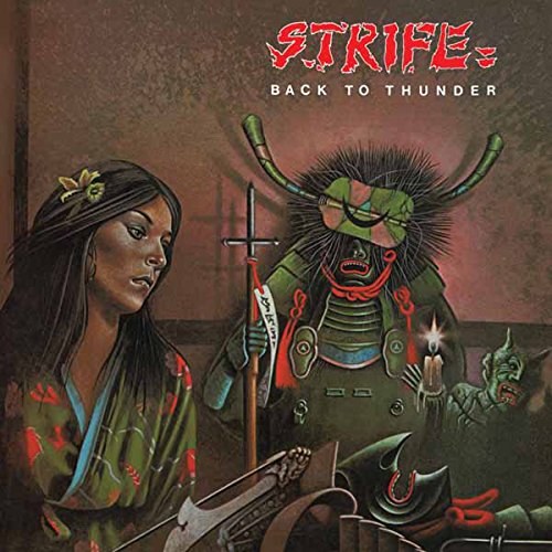 CD cover for Strife’s “Back To Thunder” featuring illustrated figures.