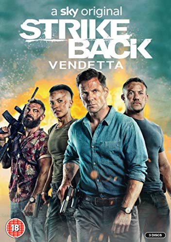 DVD cover for "Strike Back: Vendetta" featuring four armed individuals.