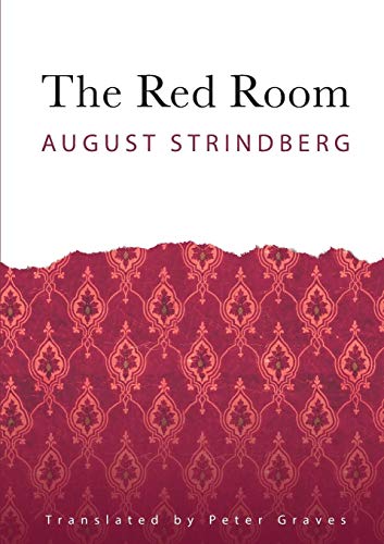 Book cover for The Red Room by August Strindberg featuring a torn red wallpaper pattern.