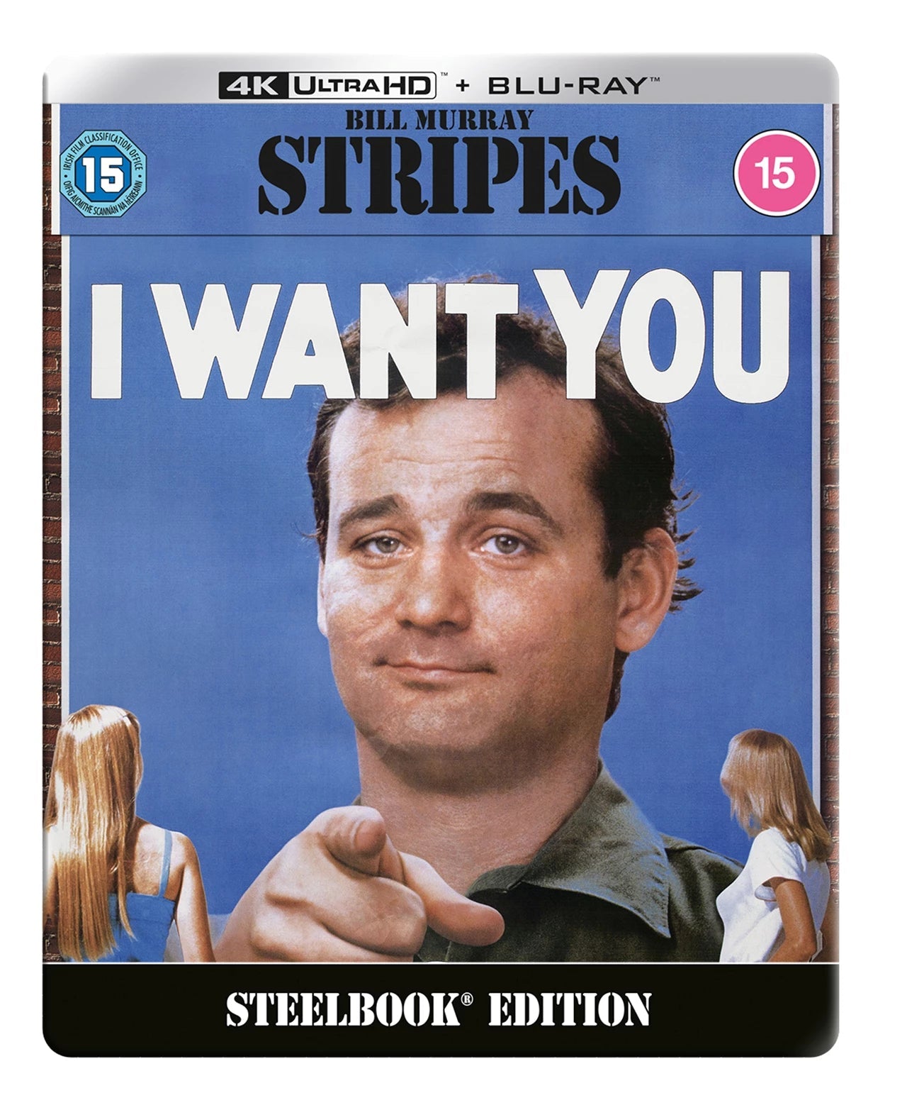 SteelBook Blu-ray case for the movie Stripes featuring a metallic finish and film branding.