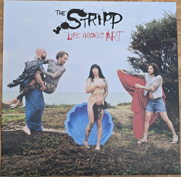 Album cover for The Stripp: “Life Imitates Art” featuring four people outdoors.