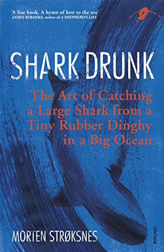 Book cover: "Shark Drunk" with a shark fin in blue water.