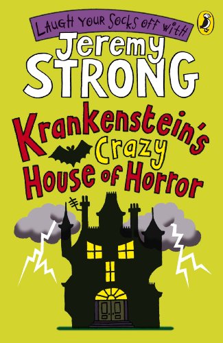 Book cover: illustrated haunted house with lightning and bold text.