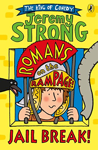 Book cover: cartoon boy in Roman helmet behind bars, with a crow.