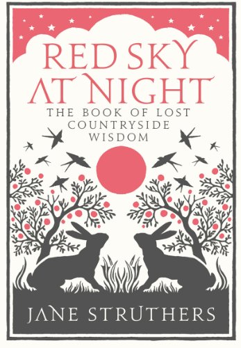 Book cover with silhouetted hares, birds, and a red sun design.