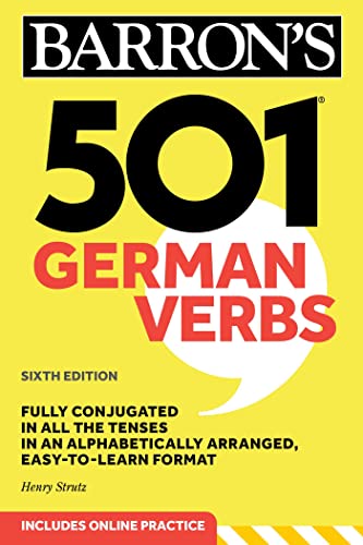 Book cover: "501 German Verbs," sixth edition, with large white numbers.