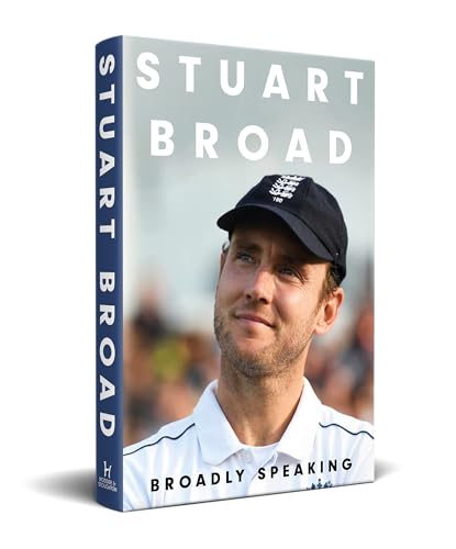 Book cover featuring Stuart Broad in a cricket cap, titled "The Autobiography.