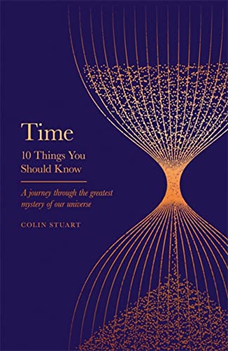 Book cover: "Time" with an hourglass illustration of golden particles.