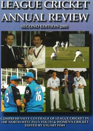 Cover of "League Cricket Annual Review" 2001, featuring cricket players and trophies.