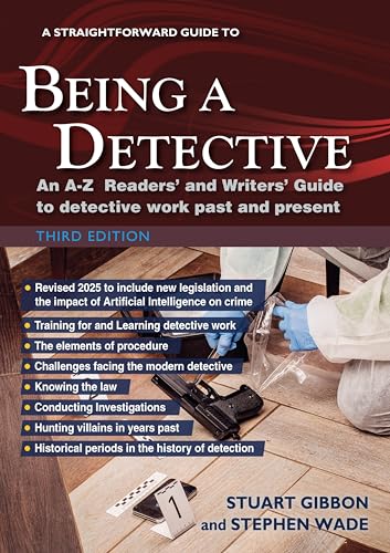 Book cover featuring a crime scene with a handgun, evidence markers, and forensic investigators.