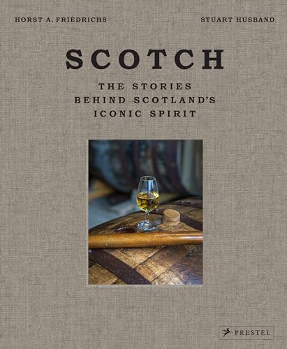 Book cover featuring a glass of Scotch whisky on a wooden barrel.