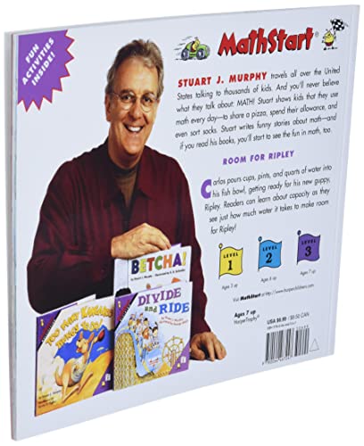 Book cover featuring author Stuart Murphy holding several children’s books.