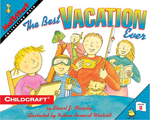 Book cover: family on vacation, collecting data with charts and graphs.