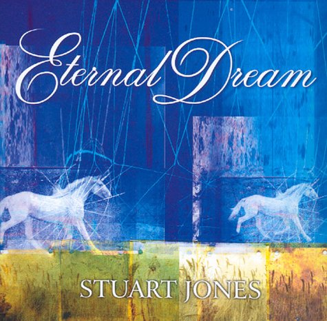 CD cover with white horses against a blue and gold abstract background.