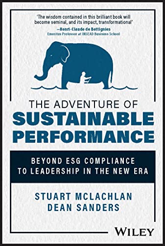 Book cover with an elephant silhouette and text: "The Adventure of Sustainable Performance".