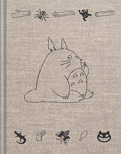 Tan sketchbook cover with a simple line drawing of Totoro and soot sprites.