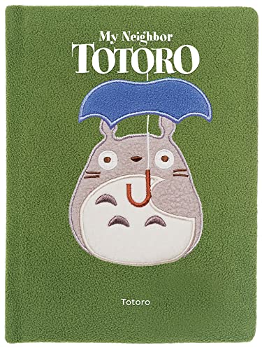 Green plush journal featuring Totoro with a blue umbrella.