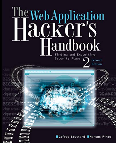 Book cover: "The Web Application Hacker's Handbook," second edition, with digital imagery.