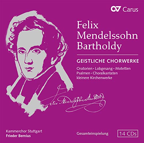 CD cover for Mendelssohn’s sacred choral works, featuring a portrait.