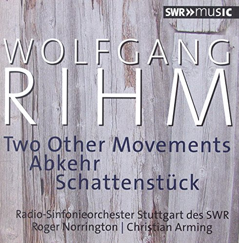 CD cover for Wolfgang Rihm’s “Two Other Movements” with wood texture.