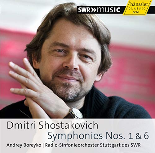 CD cover featuring a portrait of Andrey Boreyko with Shostakovich symphony titles below.