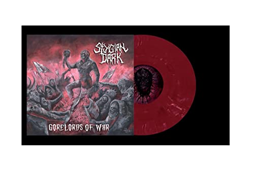 Red vinyl record with album cover depicting a dark, violent fantasy scene.