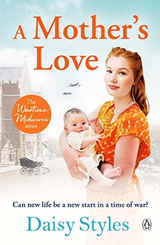 Book cover: woman holding a baby, vintage street scene background.