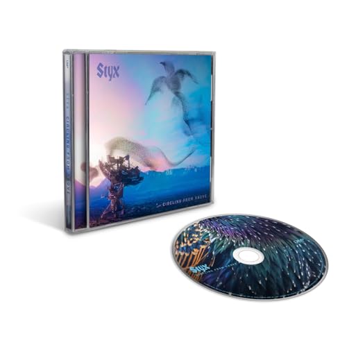 Styx album "Circling From Above" CD case and disc with bird imagery.