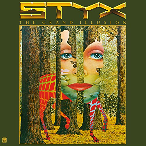 Styx album cover: surreal forest scene with faces integrated into trees.