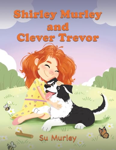 Book cover: red-haired girl hugging a black and white dog outdoors.