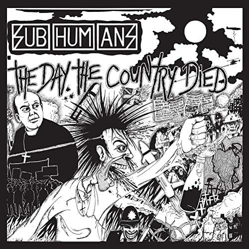 Black and white punk album cover with chaotic, detailed illustration.