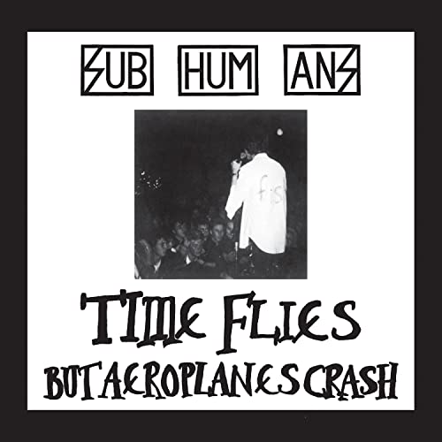 Subhumans CD cover: black and white image of a person in a crowd.